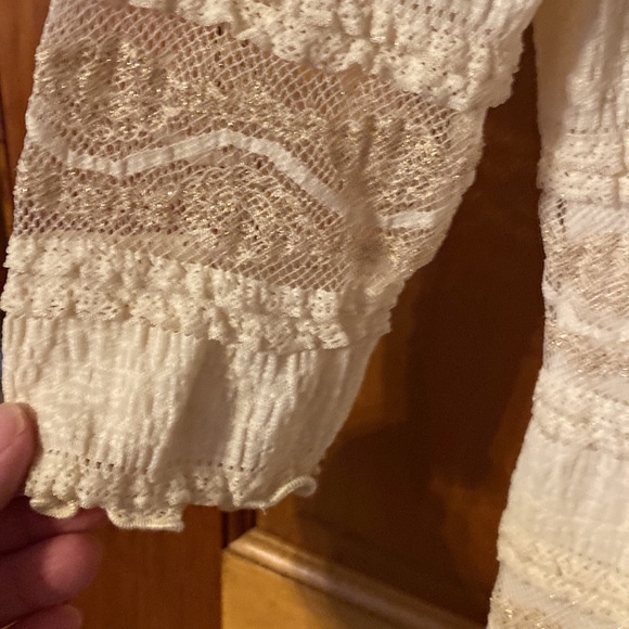 EUC/ BEBE beautiful fully lined off white with gold stitching dress. - Picture 5 of 12